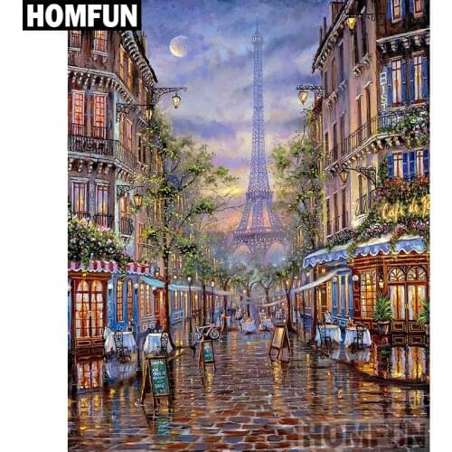 HOMFUN DIY Diamond Painting "City Life" Full Drill Square Round Diamond Embroidery 5D Cross Stitch Decoration Home A02437