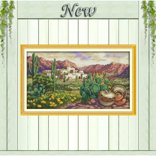 A desert scene flower Cactus Europe scenery counted printed on canvas DMC 11CT 14CT kits Cross Stitch embroidery needlework Sets