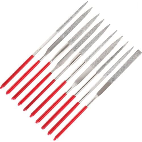 10Pcs MTS013 140mm Mini Needle File Set Diamond Coated for Ceramic Glass Gem Stone Hobbies and Crafts Hand Tools