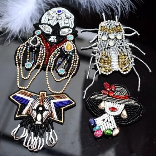 UFO Alien Beaded Patches For Clothing Sew On Patches On Clothes Stripe DIY Hook Loop Decoration Applique Handmade Patch