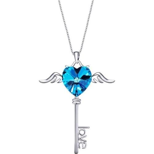 New Angel Heart Wing Pendant Necklace For Women Girls Party Engagement Wedding Jewelry