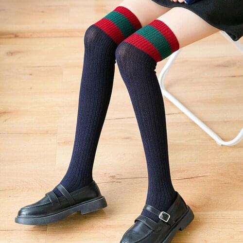 Autumn and Winter Over Knee Socks Womens Stockings Color Matching Retro Thick Wool College Style Thigh Socks