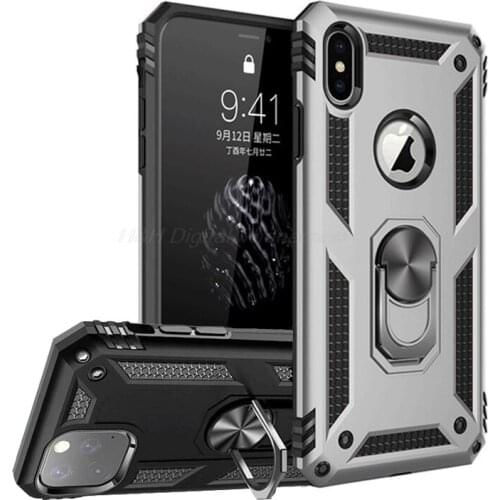 Shockproof Armor Kickstand Phone Case For iPhone 11 Pro XR XS Max X 8 7 6 6S Plus Finger Magnetic Ring Holder Anti-Fall Cover