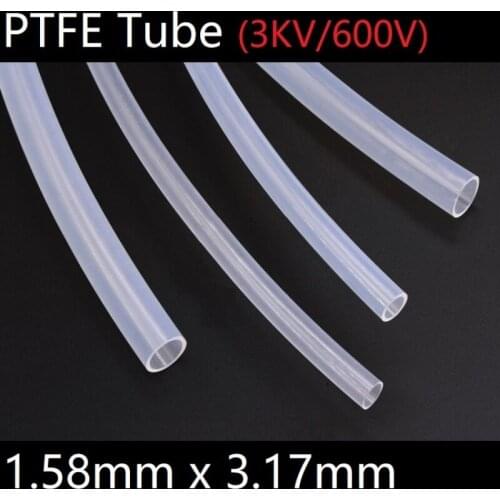 PTFE Tube White ID 1.58mm x 3.17mm OD F46 Insulated Heat Protect Transmit Hose Rigid Temperature Corrosion Resistance 600V