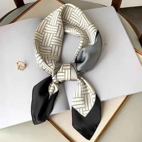 Elegant Silk Satin Hair Scarf For Women Fashion Kerchief Print Bandana Head Scarfs 70*70cm Small Shawls Neck Scarves For Ladies