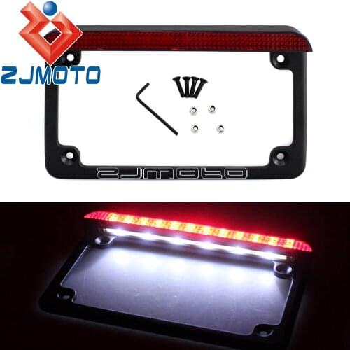 7" x 4" Integrated Licence Number Plate Light LED Tail Lights License Plate Frame Holder For Harley Cafe Racer Bobber Chopper