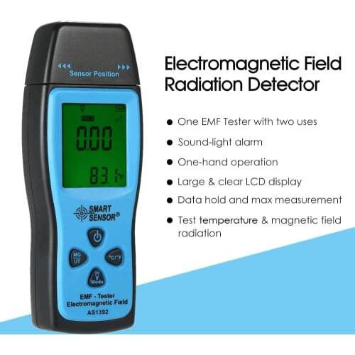 SMART SENSOR AS1392 LCD Radiation Dosimeter Mini EMF Tester Electromagnetic Field Radiation Detector Dosimeter Tester