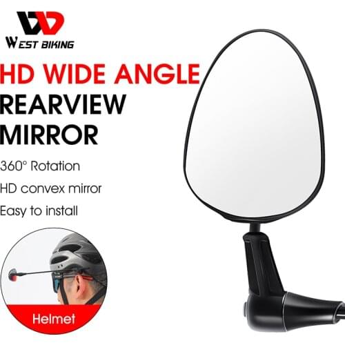WEST BIKING Bicycle Helmet Mirror Flat Lightweight 360 Degree Bike Helmet Mounted Rear-view Mirror Bicycle Cycling Helmet Mirror