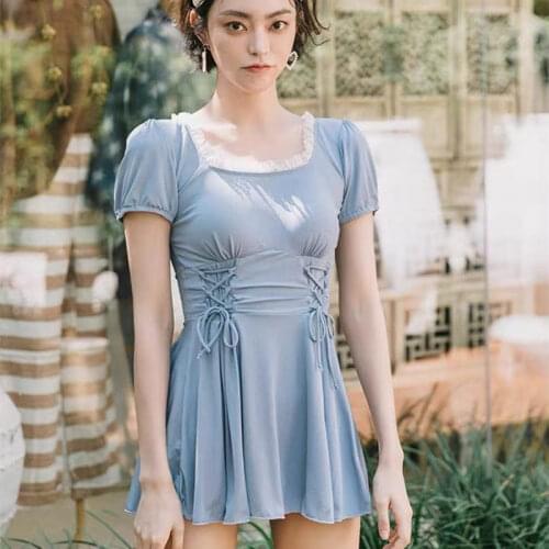 2021 New Self-Cultivation Retro Lace On Both Sides Of The Waist Cross Rope Bow Knot Sexy Romantic Tutu Skirt Hot Spring Swimm