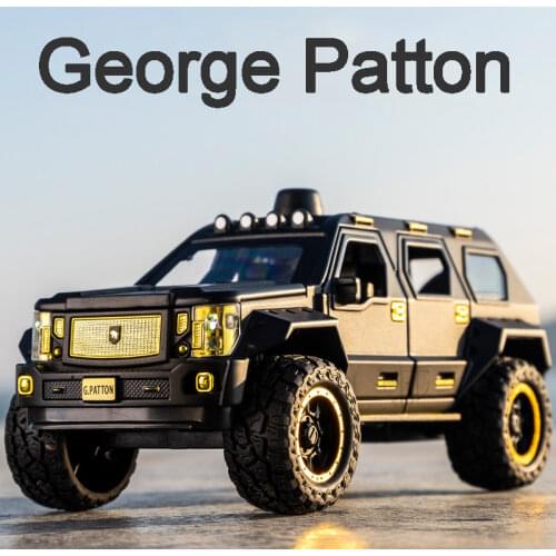 1:24 George Patton Car Model Armored Vehicle ORV Alloy Diecast Kids Toy Military Chariot SUV With Pull Back Boys Childrens Gifts