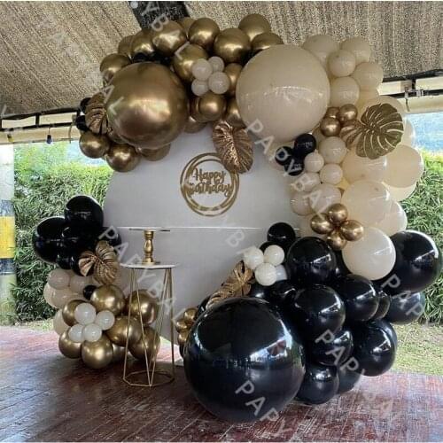 113Pcs Black Latex Balloon Arch Garland Kit Chrome Gold Balloons Wedding Arch Set Birthday Party Decoration Anniversary Globos