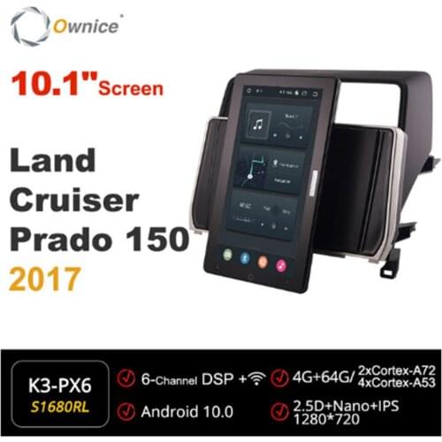 1280*720 Ownice Android 10.0 Car Radio forToyota Land Cruiser Prado 150 2017 Multimedia Video Audio Auto 10.1 Inch Rotatable