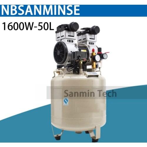 1600W - 50L Mini Air Compressor Oilless High Pressure Mute Design Wood Working Home Application AC220V High Quality Sanmin