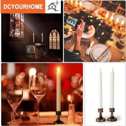 2PC LED Long Rod Candle Light with Bottom Wedding Candle Light Restaurant Wax Lights Christmas Candlelight Holiday Candles