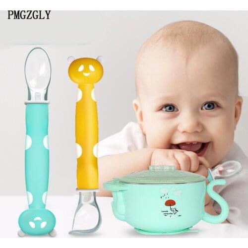 2018 Baby Spoon Set Children Utensil Tableware Infant Feeding Flatware For Baby Feeding Spoon 3Pc Set Spoon2Pc +Cover Feeder