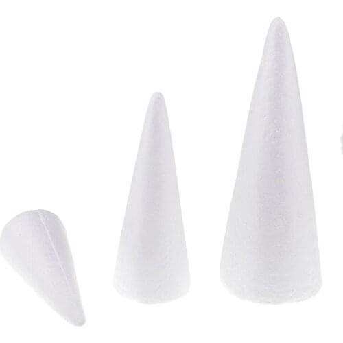 3 Pcs 15/20/25cm Cone Modelling Polystyrene Styrofoam Ornaments DIY Crafts