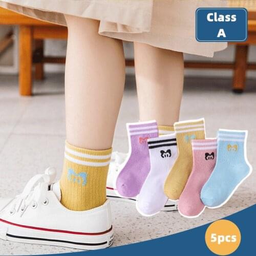 5 Pairs/Lot Cotton Socks for Kids Cute Cartoon Baby Boys Socks Stripe Socks for Children Baby Girl Socks Winter Floor Socks