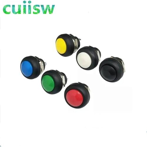 5Pcs 2Pin Mini Switch 12mm 1A waterproof switch PBS33B 12v momentary Push button Switch reset Non-locking PBS-33B