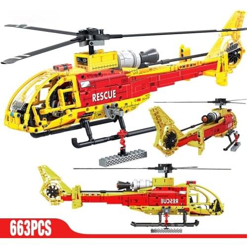 663PCS City Police Airplane Building Blocks High-tech Military Helicopter Airport Brigade Bricks Enlighten Toys for Kids