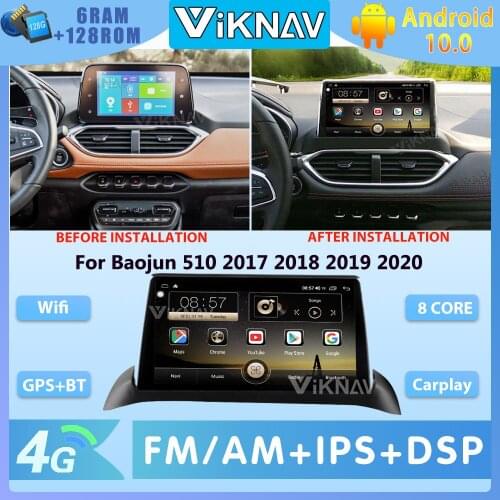 10 Inch Android Car Radio GPS Navigation Touch Screen Head Unit for Baojun 510 2017 2018 2019 2020 Car multimedia player stereo