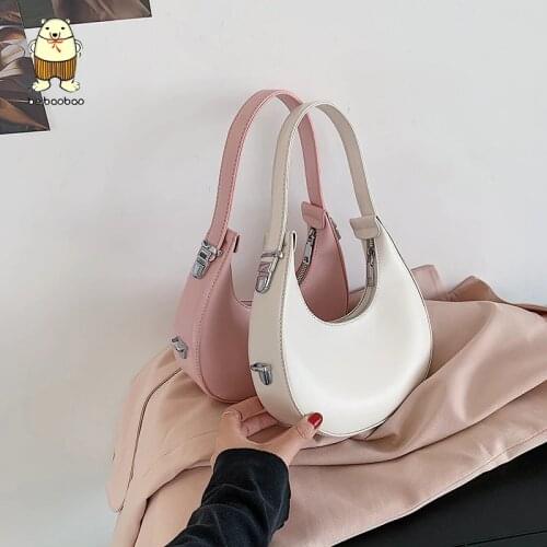 Beibaobao 2021 New Women Fashion Lady Party Handbags and Purses Half Moon Design PU Leather Small Underarm Shoulder Bags