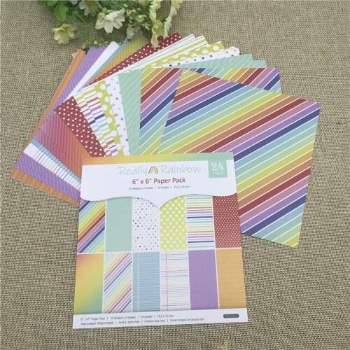 24 sheet 6"X6"the Really Rainbow flower patterned paper Scrapbooking paper pack handmade craft paper craft Background pad