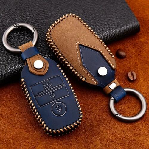 Crazy horse leather car key case For Kia Ceed Rio Sportage R K3 K4 K5 Ceed Sorento Cerato Optima 2015-2018 K900 Stinger keychain