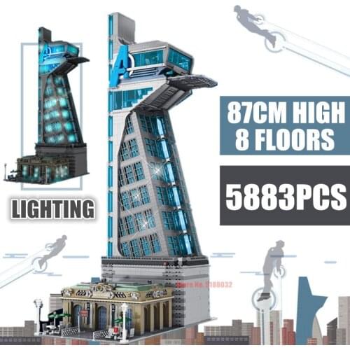 New 87CM 5883PCS Marvel Avengers Tower Heroes UPGRAD 8 Floors Iron Man Captian Thor Stark Building Block Brick Kid Gift Toy