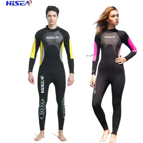 Hisea 3MM Men Women Neoprene Wetsuit Diving Suit Elastic Soft Swimsuit Wetsuit Zipper Diving Suit Equipment Bodysuit