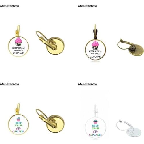 Mendittorosa Personality Glass Bronze/Silver/Golden Clip Ear Hook Drop Earrings Jewelry Keep Calm