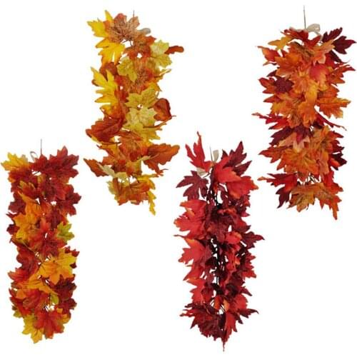 Artificial Maple Leaves Hanging Garland Fake Plant Leaves Home Decoration Artificial Vine Yellow Autumn Maple Leaf Garden Decor