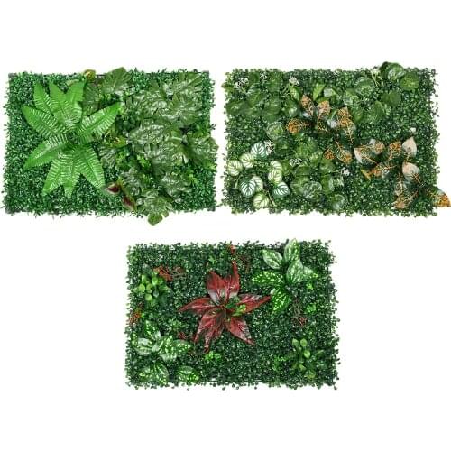 16*24in Artificial Plant Wall Flower Wall Panels Green Plastic Lawn Tropical Leaves Wedding Decoration Home Decor Accessories