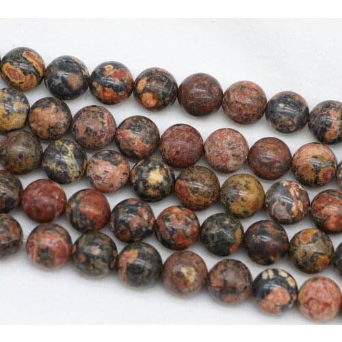 1strand/lot Natural Red Leopard Stone Bead Round Loose Spacer Beads 4/6/8/10/12mm For DIY Bracelet Jewelry Making Accessories