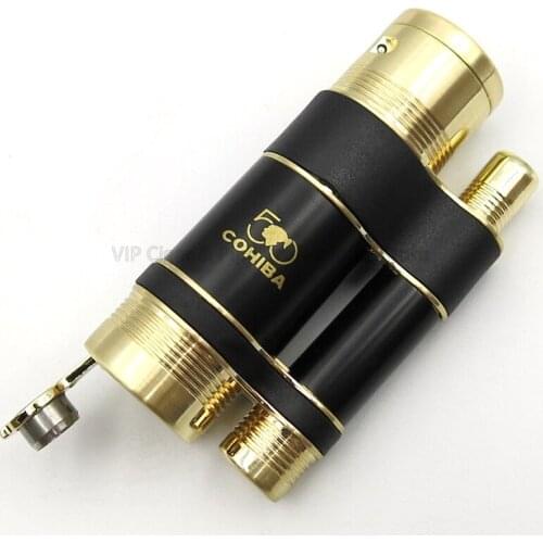 Cohiba Metal Cigar Cigrette Lighter 3 Torch Flame Jet Lighter Windproof Lighter Adjustable Flame With Gift Box Smoking Tool