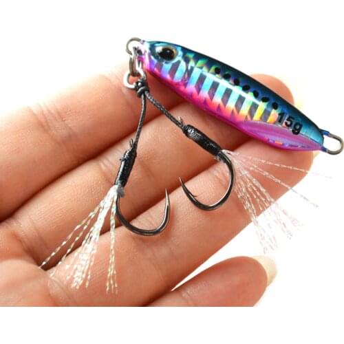 Micro Metal Jig 15g 30g Shore Casting Jigging Lure Fishing Spoon Assist Hooks Saltwater Fishing Lure Artificial Bait