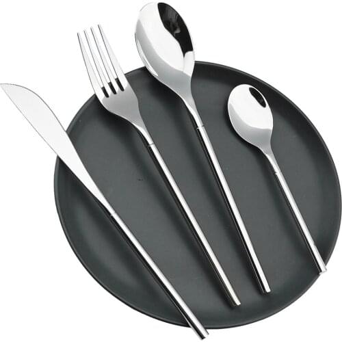 4Pcs Dinnerware Set Silver Tableware Set 304 Stainless Steel Silverware Set Kitchen Fork Spoon Knife Cutlery Set Dishwasher Safe