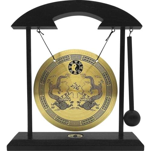 Mini Desktop Gong Table Wind Chime Percussion Instruments with Mallet for Home Decor Housewarming Gift