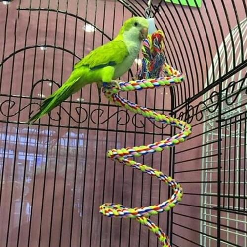 New Parrot Rope Hanging Braided Budgie Chew Rope Bird Cage Cockatiel Toy Pet Stand Training Accessories Conure Swing Supplies