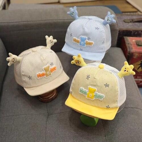 The new summer 2021 children breathable hat cute cartoon baseball cap cap baby 46 men and women - 49 cm Velcro yellow powder
