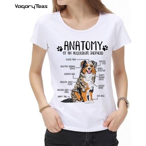 New summer Australian Shepherd Anatomy Dog Lover Gift Print Women tshirt Cute Casual Female Tops Dog Lovers Streetwear Girl Tees