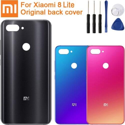Xiao Mi Original Replacement Battery Cover Back Door Glass For Xiaomi Mi 8 Lite Protective Back Cover Phone Case