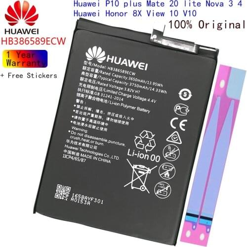 Hua Wei Original HB386589ECW Rechargeable Li-ion Phone battery For Huawei P10 plus P9 Lite Nova 2 plus honor 9 Mate 10 battery