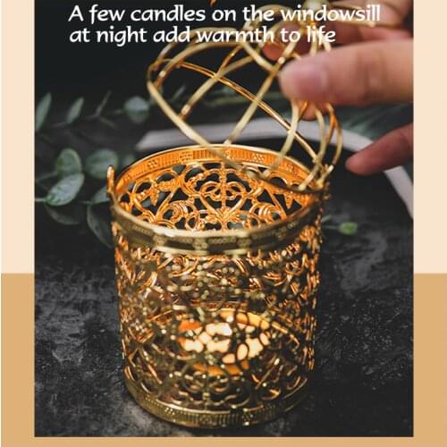Metal Hollow Tealight Candlestick Holder Golden Iron Hanging Lantern Vintage Bird Cage Candle Holder Home Party Decor Crafts