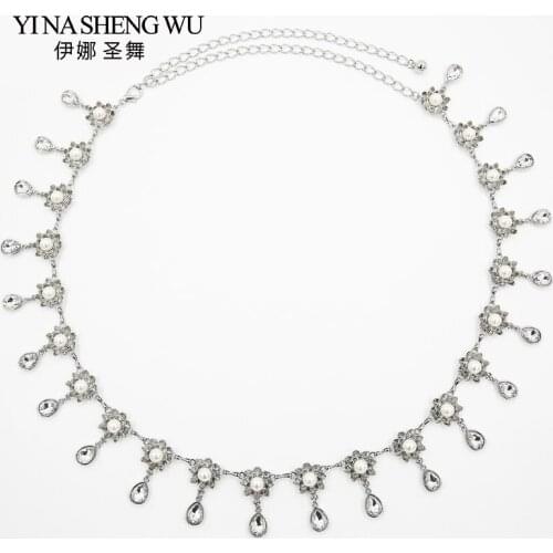 Belly Dance Belt Pendants Crystal Rhinestone Waist Chain Belt Jewelry Lady Dress Dance Accessory Belly Dancing Pearl Waist Chain