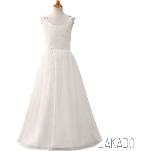 Simple Lovely Ivory Flower Girl Dress First Communion Kids Formal Dress