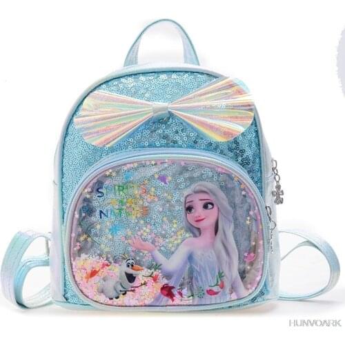 Frozen Elsa Princess Bling Backpack Lovely Kids Backpack 3D Cartoon School Bag Children Girls Cute Sequins Travel School Bag