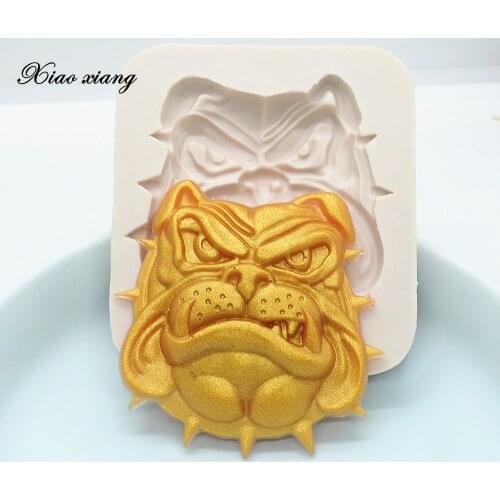 3D Bully Dog Head Silicone Soap Mold Animal Candle Moldes Fondant Cake Decoration Baking Sugarcraft Pastry Mould Bakeware FM1977