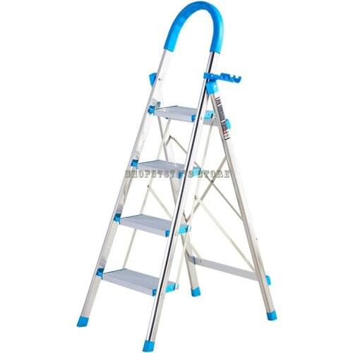 Household Folding Aluminum Alloy Miter Ladder Indoor Multi-functional Engineering Stair Climbing Ladder Thickened Stainless Stee
