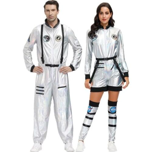 Adult Astronaut Costume Rocket Space Pilots Jumpsuit Couples Party Purim Carnival Costume Halloween Cosplay Fancy Dress