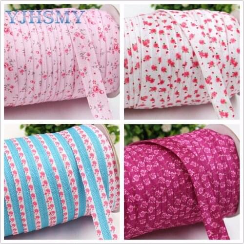 YJHSMY E-17526-511,16 mm 10 yards Cartoon flower print printing elasticity Ribbon,DIY handmade hair Materials wedding gift wrap